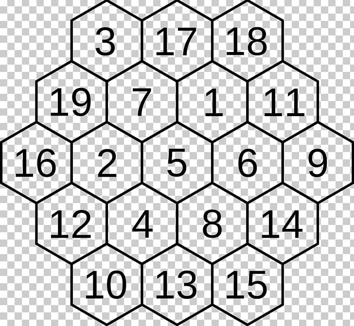 Magic Hexagon Mathematics Shape Number PNG, Clipart, Angle, Area, Black And White, Circle, Game Free PNG Download