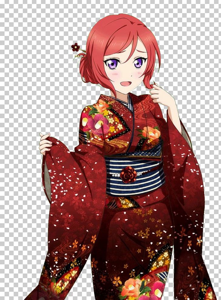 Maki Nishikino Kimono Love Live! School Idol Festival Yukata Clothing PNG, Clipart, Anime, Brown Hair, Cartoon, Clothing, Cosplay Free PNG Download