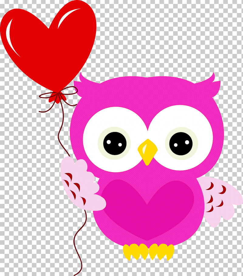 Owl Pink Bird Of Prey Cartoon Purple PNG, Clipart, Bird, Bird Of Prey, Cartoon, Heart, Love Free PNG Download