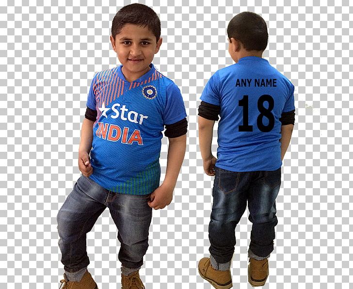 T-shirt India National Cricket Team Jersey Cricket Team ICC World Twenty20 PNG, Clipart, 2015 Cricket World Cup, Baseball Uniform, Blue, Boy, Child Free PNG Download