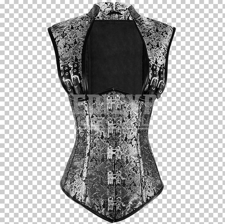 Corset Top Neck Sleeve Silver PNG, Clipart, Black, Black M, Brocade, Bustier, Clothing Free PNG Download
