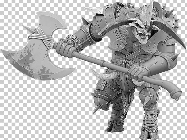Axe Game Miniature Wargaming Demon Miniature Figure PNG, Clipart, Ammon, Armour, Axe, Black And White, Cold Weapon Free PNG Download