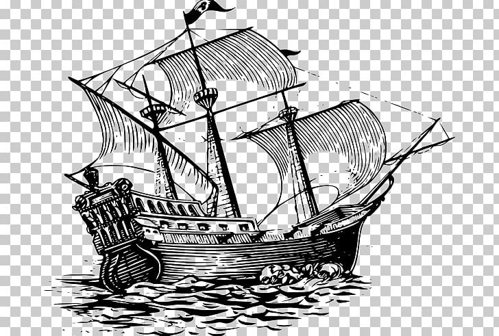 Sailing Ship Drawing PNG, Clipart, Artwork, Barque, Black And White, Boat, Brig Free PNG Download