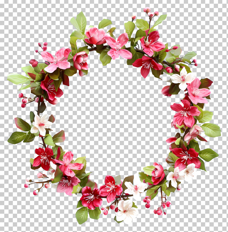 Flower Wreath - Cherry Blossom Wreath In Elegant Pink PNG