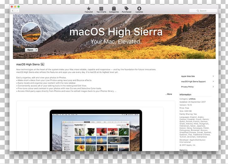 MacOS High Sierra Mac App Store Apple MacOS Sierra PNG, Clipart, Apple, App Store, Brand, Computer Software, Download Free PNG Download