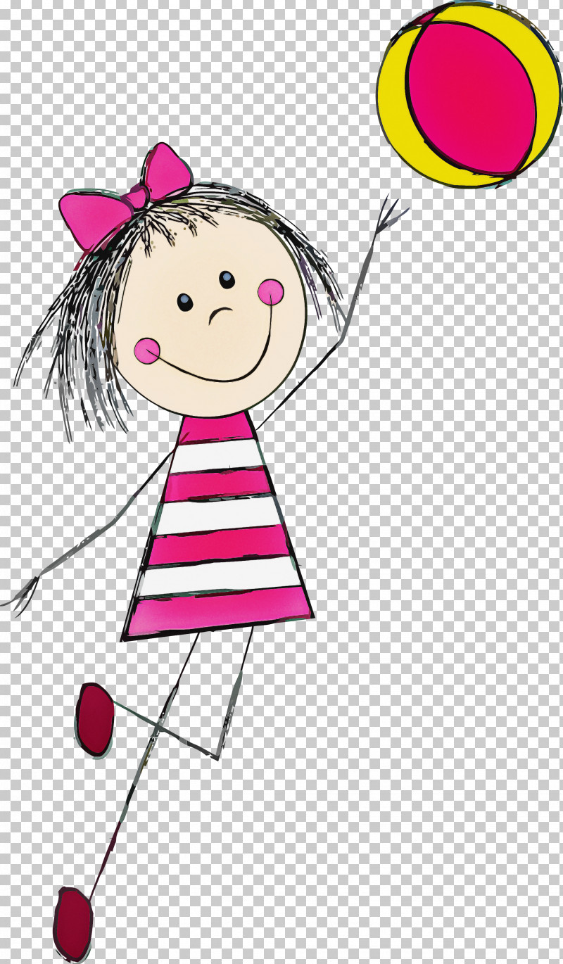 Girl Play Ball PNG, Clipart, Cartoon, Child Art, Happy, Heart, Pink Free PNG Download