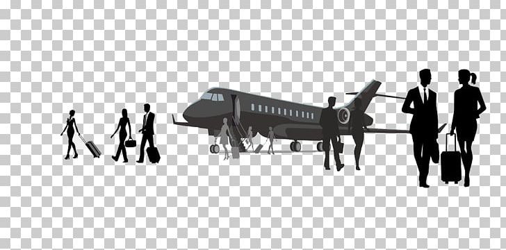Airplane Air Travel Train PNG, Clipart, Airport, Creative Background, Material, Monochrome, People Free PNG Download
