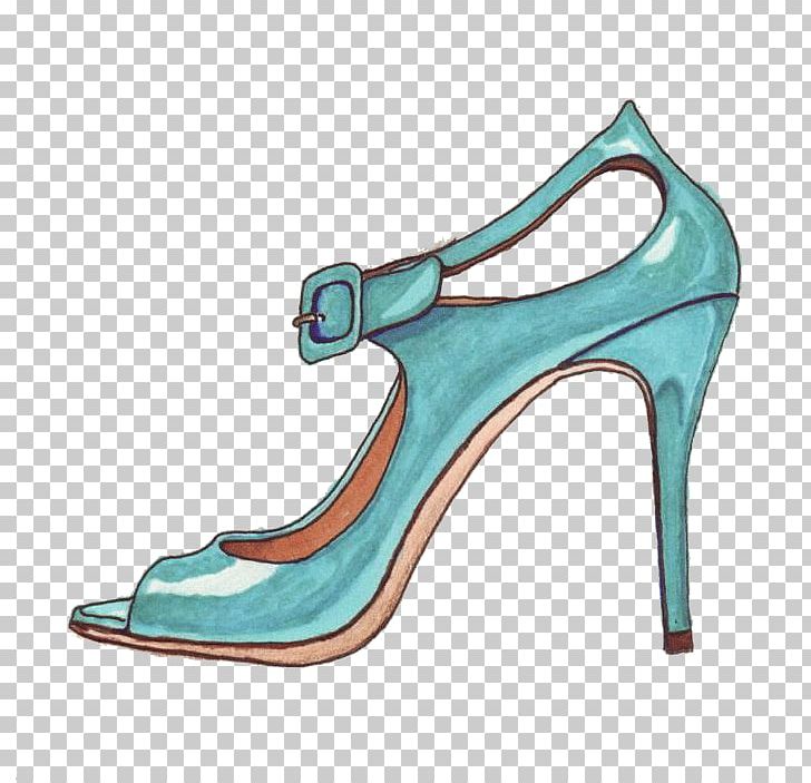 High-heeled Footwear Shoe Sandal Drawing PNG, Clipart, Accessories, Aqua, Basic Pump, Color, Colored Pencil Free PNG Download