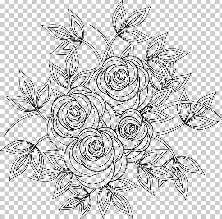 Floral Design Line Art Coloring Book Drawing PNG, Clipart, Artwork, Black, Black And White, Branch, Circle Free PNG Download