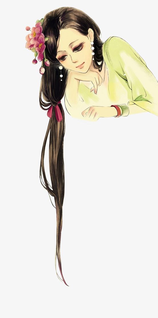 Hand Painted Long Hair Fresh Green Clothes Girls PNG, Clipart, Anime, Clothes, Clothes Clipart, Fresh Clipart, Girls Free PNG Download