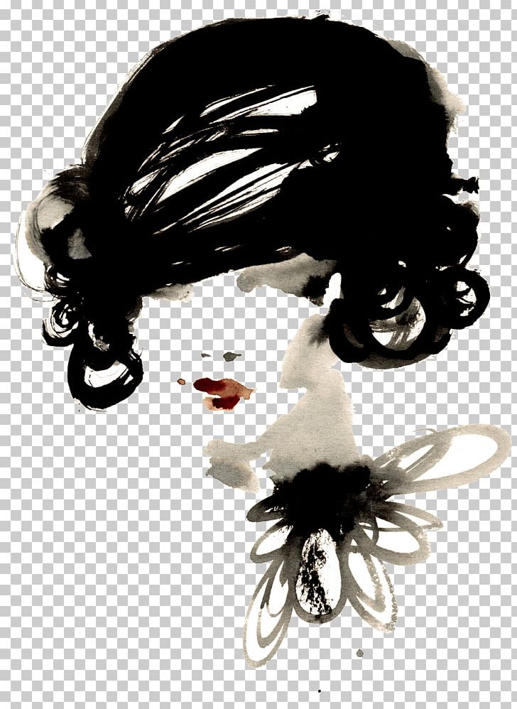 Chanel Fashion Illustration Watercolor Painting PNG, Clipart, Art, Artist, Black And White, Black Hair, Brands Free PNG Download