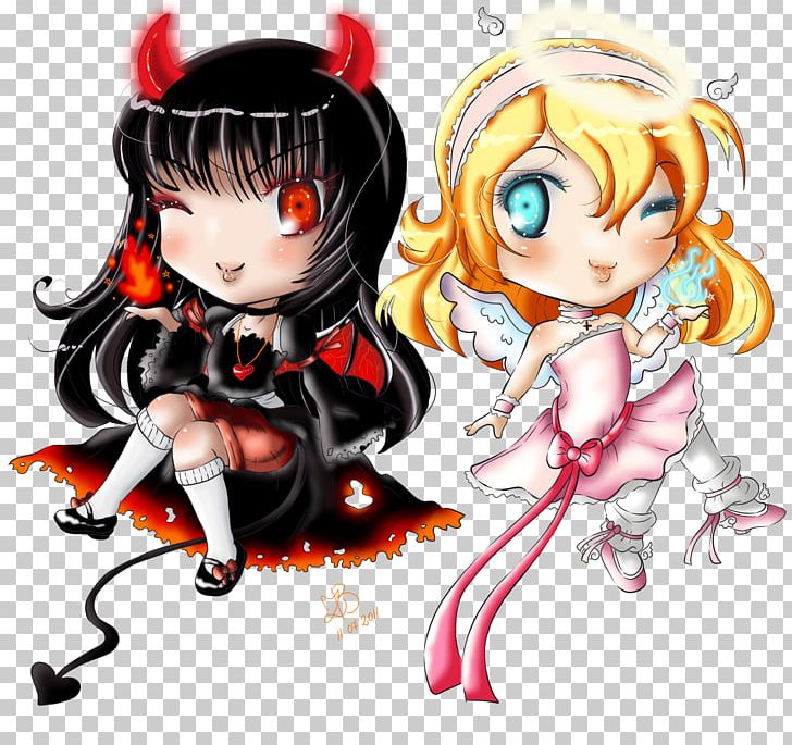 Good And Evil Love Devil PNG, Clipart, Angel, Anime, Art, Black Hair, Brown Hair Free PNG Download
