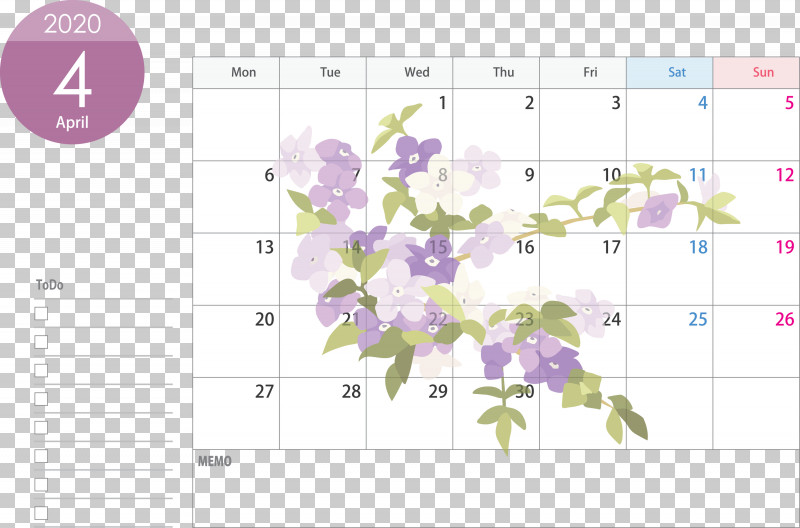 April 2020 Calendar April Calendar 2020 Calendar PNG, Clipart, 2020 Calendar, April 2020 Calendar, April Calendar, Flower, Lavender Free PNG Download