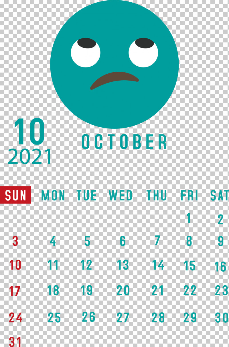 October 2021 Printable Calendar October 2021 Calendar PNG, Clipart, Aqua M, Calendar System, Geometry, Google Nexus, Green Free PNG Download