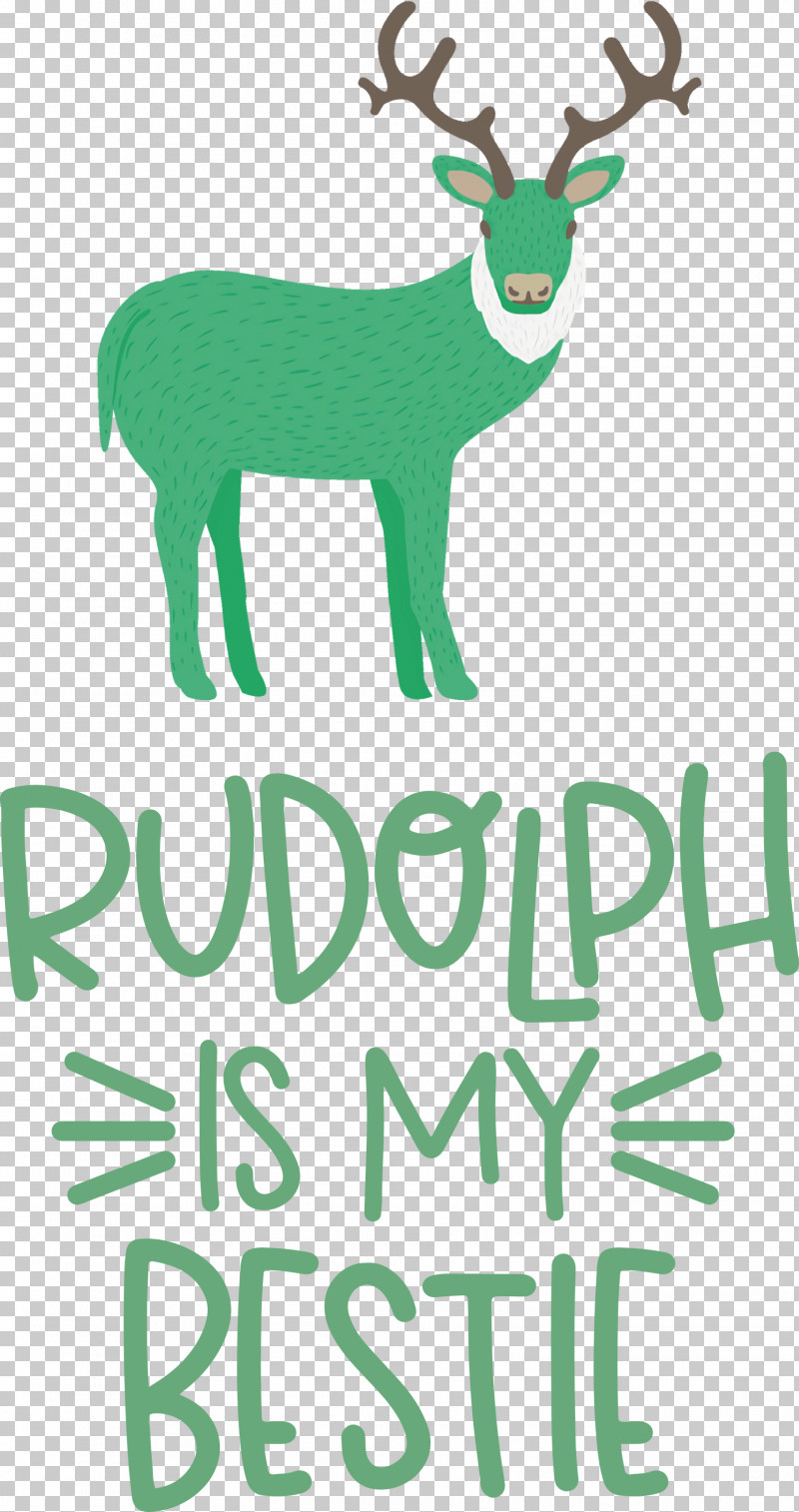Rudolph Is My Bestie Rudolph Deer PNG, Clipart, Antler, Biology, Christmas, Deer, Green Free PNG Download