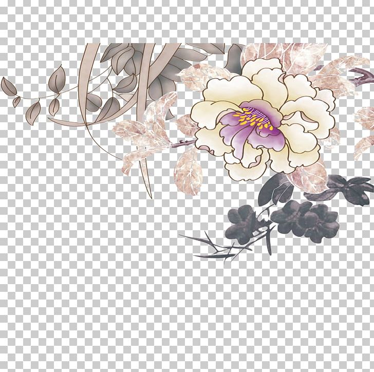 Floral Design Drawing Room Living Room PNG, Clipart, Artificial Flower, Blossoming, Chinese, Chinese Painting, Cut Flowers Free PNG Download