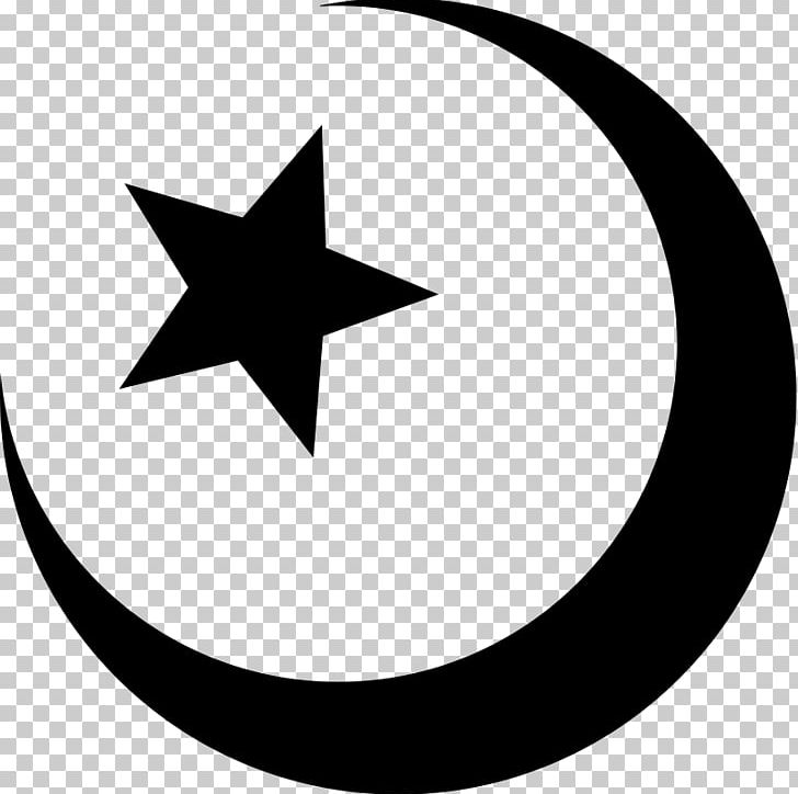 Symbols Of Islam Star And Crescent Religious Symbol Religion PNG, Clipart, Angle, Area, Artwork, Belief, Black And White Free PNG Download