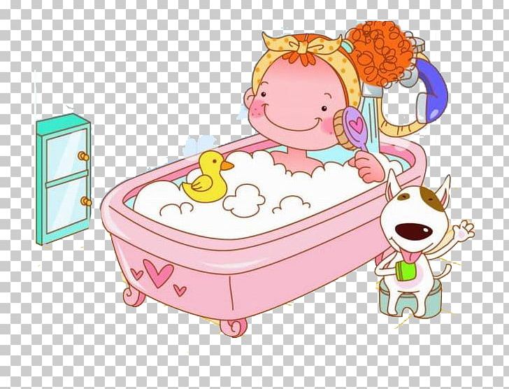Bathing Cartoon Illustration PNG, Clipart, Baby Products, Bath, Bubble, Bubble Bath, Cartoon Material Free PNG Download