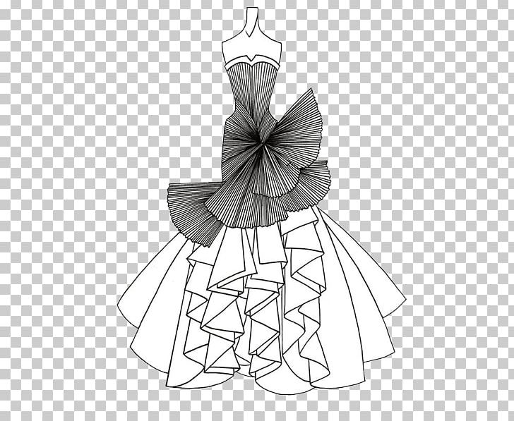 Beautiful dress fashion cad sketch silhouette art Vector Image