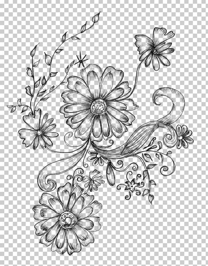 Drawing Decorative Arts Flower Sketch PNG, Clipart, Black And White, Body Jewelry, Brush, Cut Flowers, Dood Free PNG Download