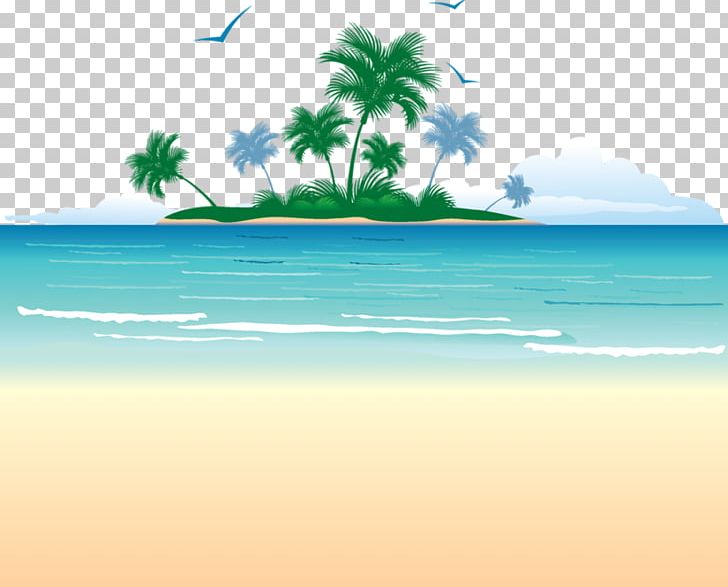 Beach Island Shore PNG, Clipart, Aqua, Beach, Calm, Cartoon, Coconut Tree Free PNG Download