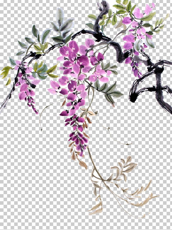 Watercolor Painting Drawing Chinese Painting Chinese Wisteria PNG, Clipart, Art, Blossom, Branch, Cherry Blossom, Chinese Painting Free PNG Download
