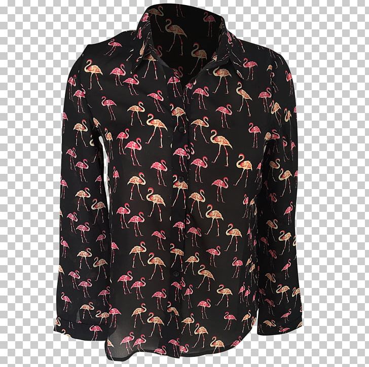 Blouse T-shirt Greater Flamingo Sleeve Clothing PNG, Clipart, American Flamingo, Black, Blouse, Button, Clothing Free PNG Download