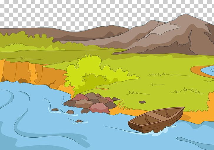 Lake Cartoon Stock Photography Illustration PNG, Clipart, Animation, Art, Boat, Drawing, Ecoregion Free PNG Download