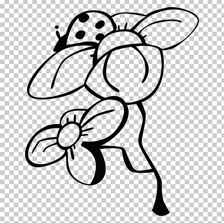 clipart cartoon characters black and white flowers