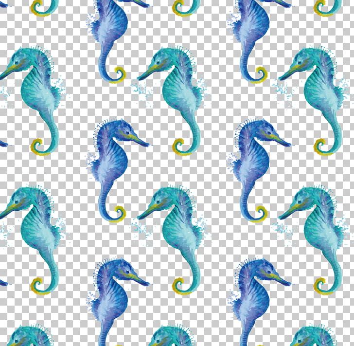 Seahorse Hippocampus Green Watercolor Painting PNG, Clipart, Animals, Aqua, Blue, Blue Background, Bluegreen Free PNG Download