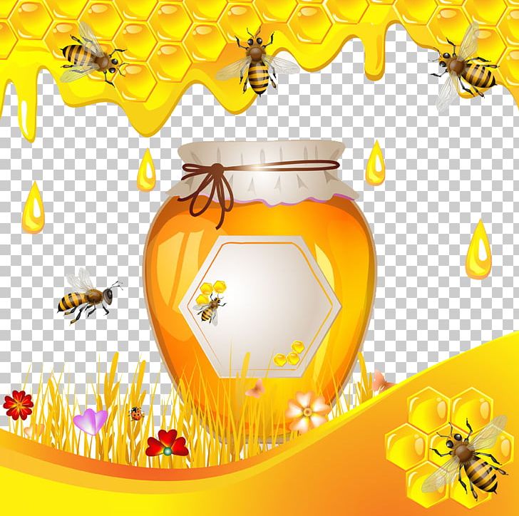 Honey Bee Honey Bee Honeycomb PNG, Clipart, Bee, Beehive, Bees Honey, Bottle, Computer Wallpaper Free PNG Download