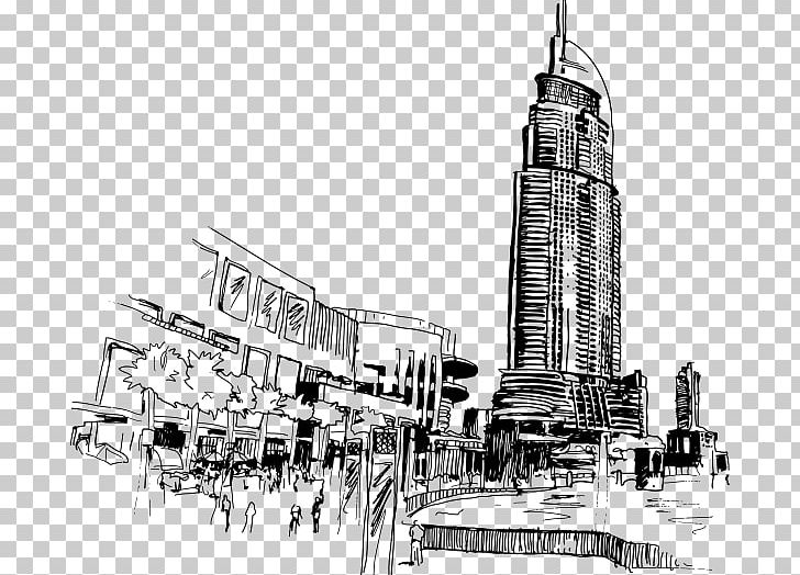 Dubai Drawing PNG, Clipart, Architecture, Artwork, Black And White, Building, City Free PNG Download