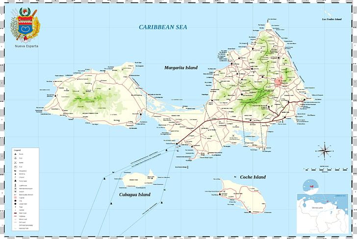 Margarita Island Coche Island Caribbean Map PNG, Clipart, Area, Atlas, Border, Caribbean, Coche Island Free PNG Download