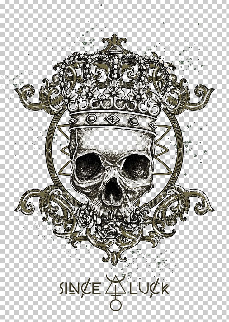 Skull Graphic Design PNG, Clipart, Abstract Pattern, Art, Black And White, Bone, Crowned Free PNG Download