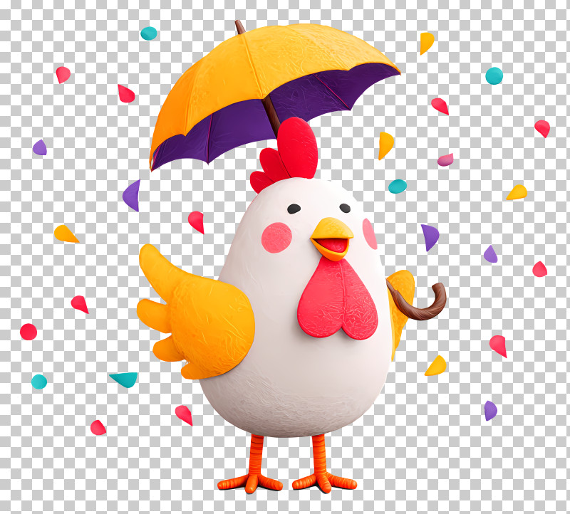 Chicken Holding Umbrella - Cute Chicken With Umbrella PNG