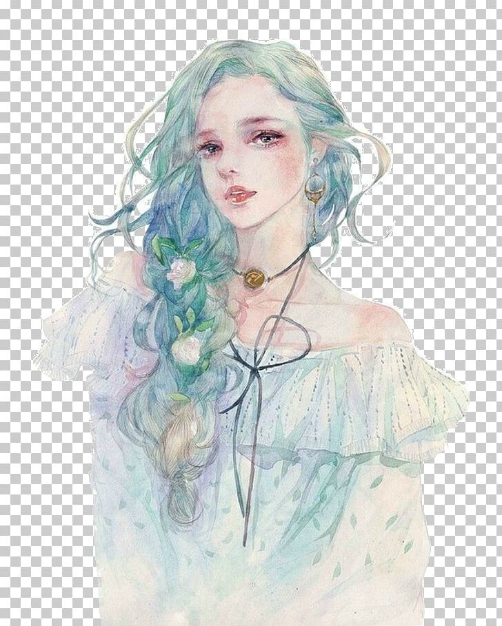 Drawing Watercolor Painting Anime Illustration PNG, Clipart, Art, Beautiful, Beauty, Beauty Salon, Blue Free PNG Download