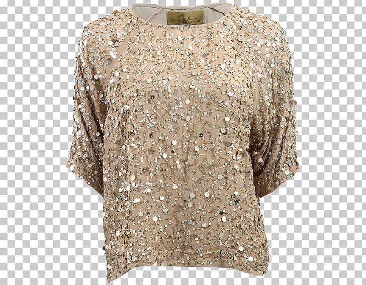Sleeve T-shirt Top Sequin Blouse PNG, Clipart, Beige, Bell Sleeve, Blouse, Clothing, Dress Free PNG Download