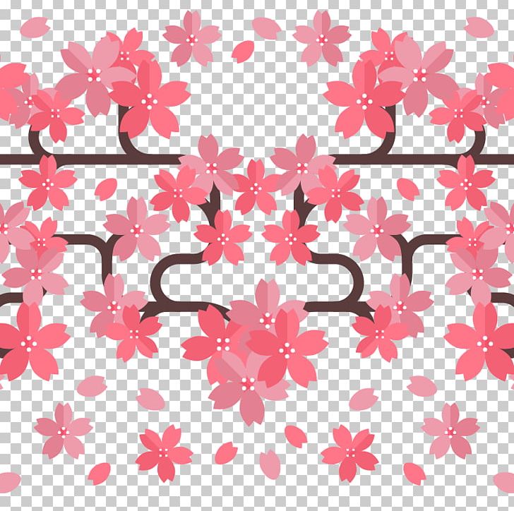 Cherry Blossom Petal Branch PNG, Clipart, Blossom, Cherry, Flat, Flat Design, Floral Design Free PNG Download