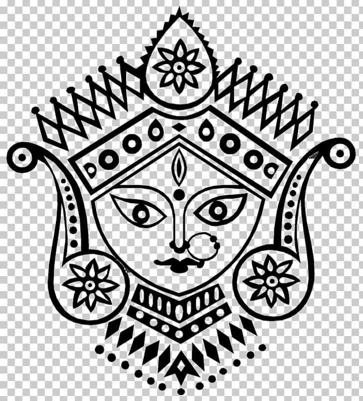 Durga puja/Navaratri/Dussehra banner/greetings card. Hindu goddess Durga  traditional drawing. Stock Vector | Adobe Stock