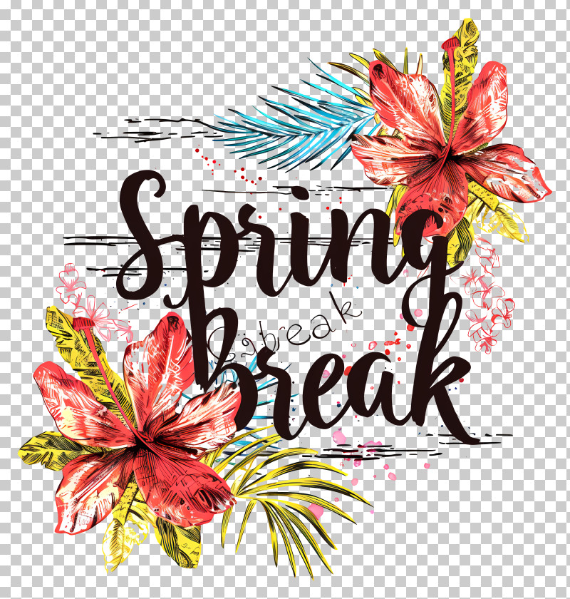 Spring Break - Spring Break Text With Flowers PNG, Clipart, Flowers ...