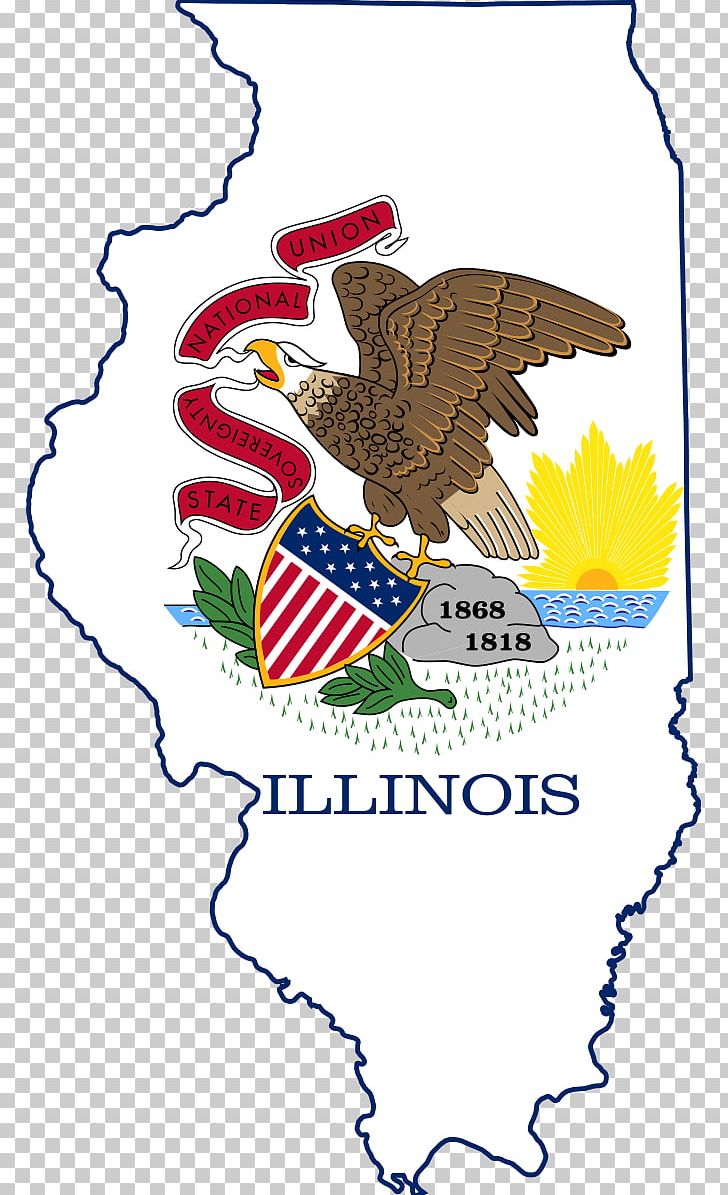 Flag And Seal Of Illinois Map State Flag PNG, Clipart, Area, Art, Artwork, Beak, Bird Free PNG Download