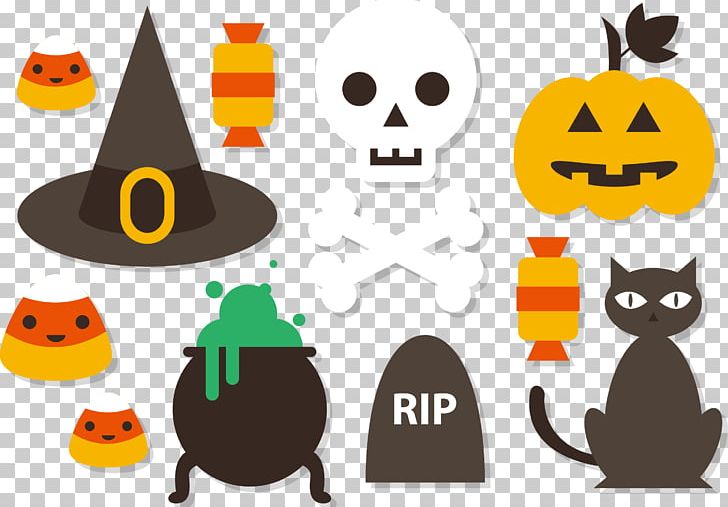 Halloween Flat Design Illustration PNG, Clipart, Black Cat, Bone, Download, Element, Elf Free PNG Download