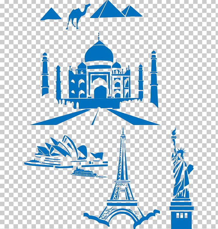 Eiffel Tower Statue Of Liberty Taj Mahal PNG, Clipart, Area, Black And White, Brand, Computer Icons, Drawing Free PNG Download