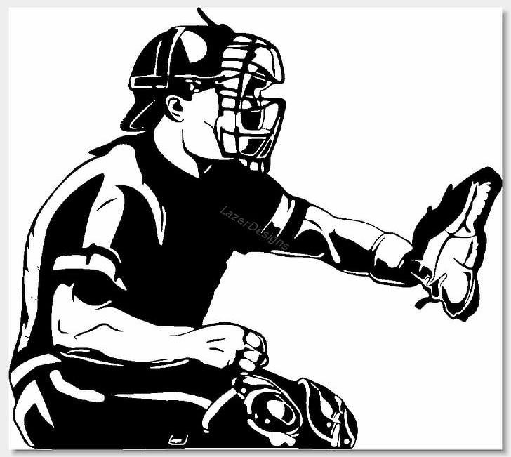 Baseball Catcher Black And White PNG, Clipart, Arm, Art, Ball, Baseball, Baseball Clips Free PNG Download