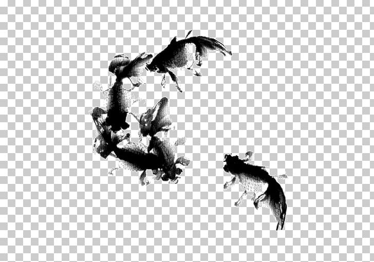 Koi Squid Ink Painting Fish PNG, Clipart, Animals, Aquarium Fish, Background, Bird, Black Free PNG Download