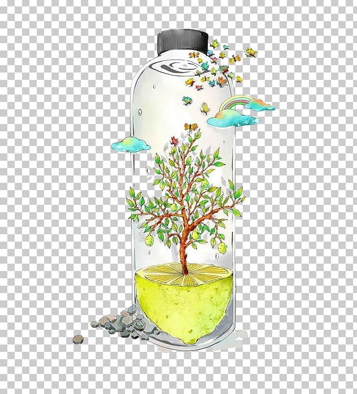 Bottle Painting Fukei Illustration PNG, Clipart, Broken Glass, Cartoon, Clouds, Colour, Cup Free PNG Download