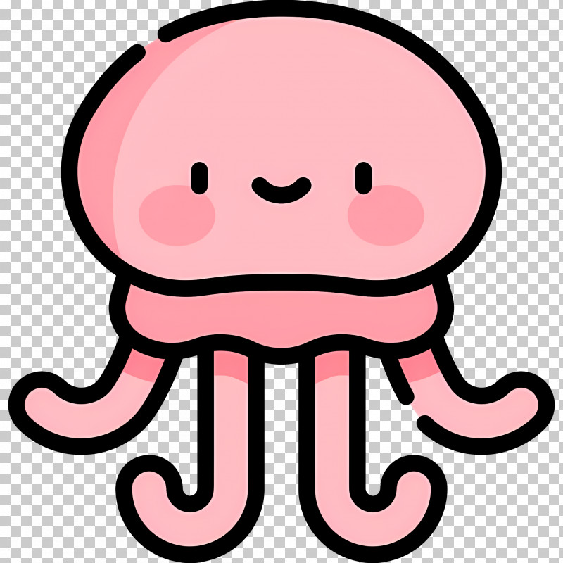Jellyfish - Cute Pink Cartoon Jellyfish PNG
