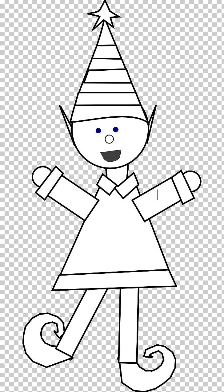 Black And White Santa Claus Christmas Tree Elf PNG, Clipart, Angle, Area, Art, Black And White, Child Free PNG Download