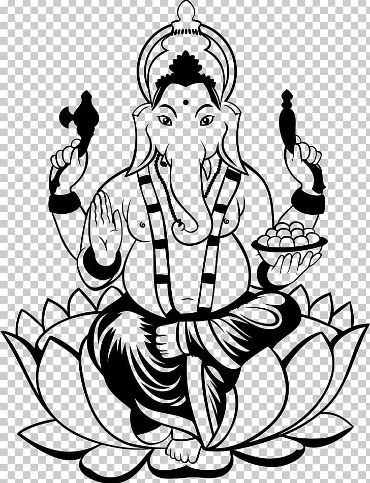 Line drawing Lord Ganesh with Sitar - PRINTS – Ganeshism Studio