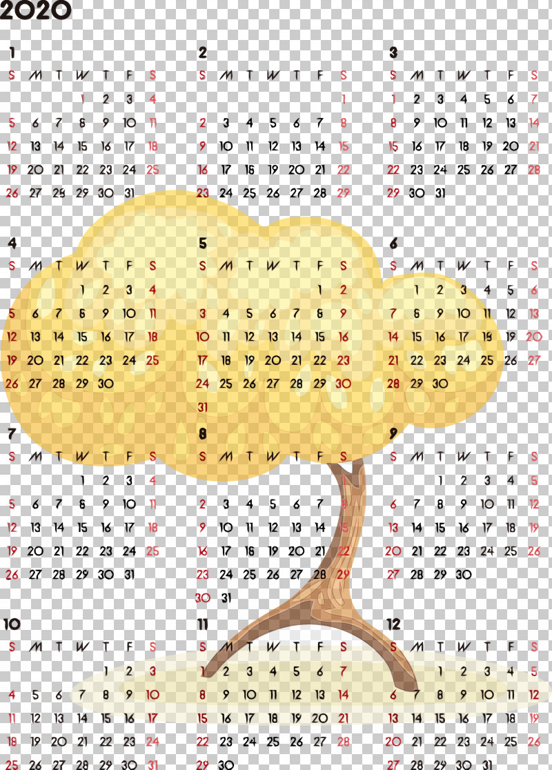 Text Calendar PNG, Clipart, 2020 Calendar, 2020 Yearly Calendar, Calendar, Paint, Printable 2020 Yearly Calendar Free PNG Download